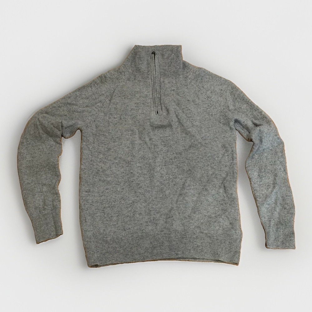 J.Crew Crewcuts 100% Cashmere Quarter Zip Sweater Kids 12 Gray School Uniform